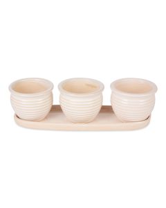 CREAM ROUND CERAMIC SMALL PLANTER SET OF 3